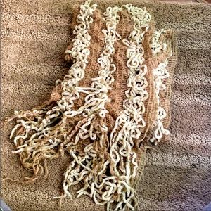 Brown and green knit scarf